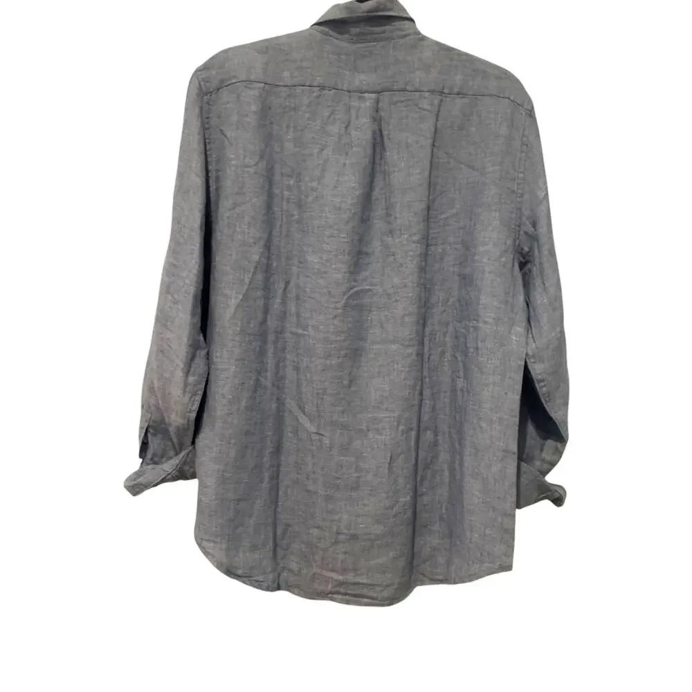 J. Crew Men's Baird McNutt Irish Linen Shirt Long Sleeve Amalfi Blue Size M NWT